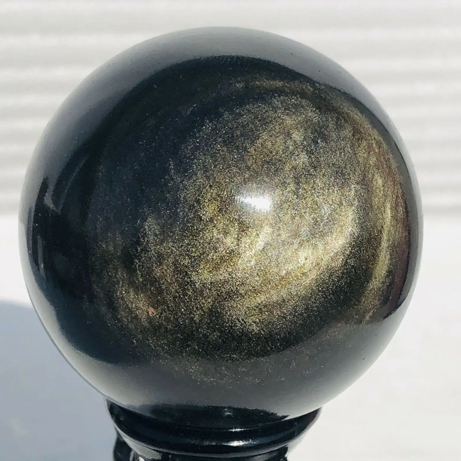Natural Golden Flash Obsidian Sphere Palm Reiki Stone Healing