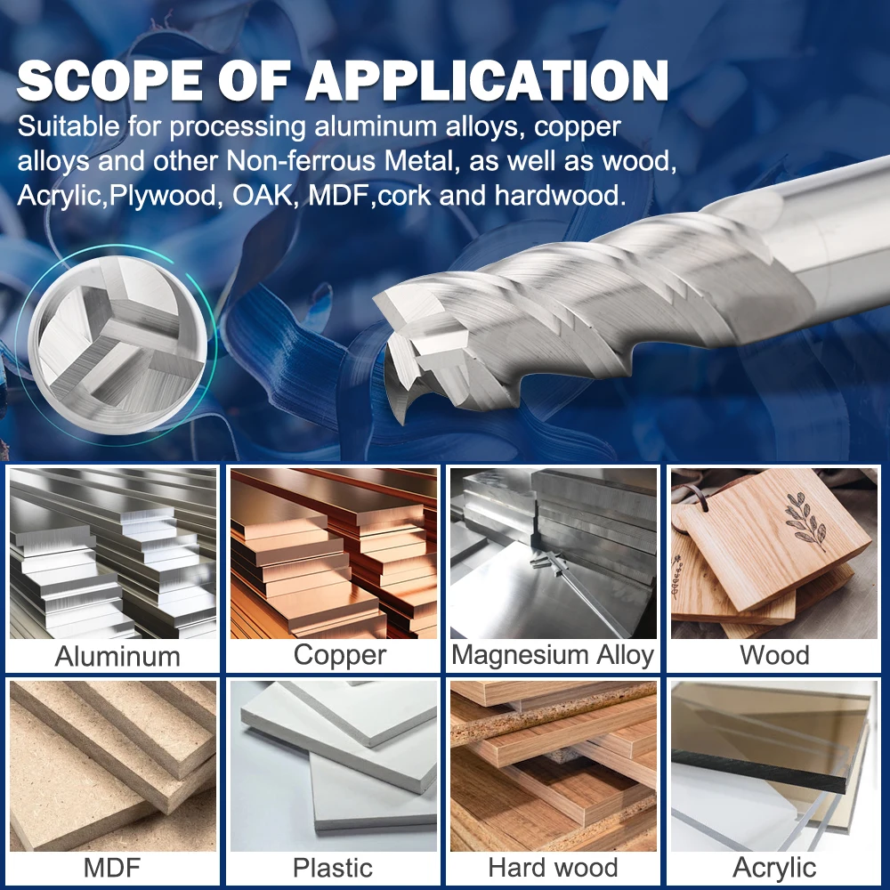 Imagem -04 - Cortador de Trituração de Xcan 112 mm Flauta Carboneto Fresa Cnc Máquina Roteador Bit para Fibra de Vidro de Alumínio Acrílico Madeira Cobre Plástico