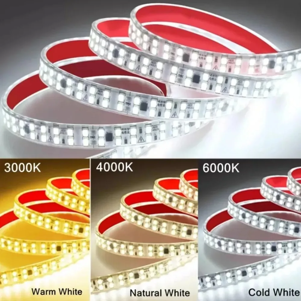 AC 2835 Led Strip Lights AC 220V 230V 240 LEDs/m 0.5m 1m 2m 5m 10m 20m 30m IP68 Waterproof High Brightness Diode Tape Adhesive