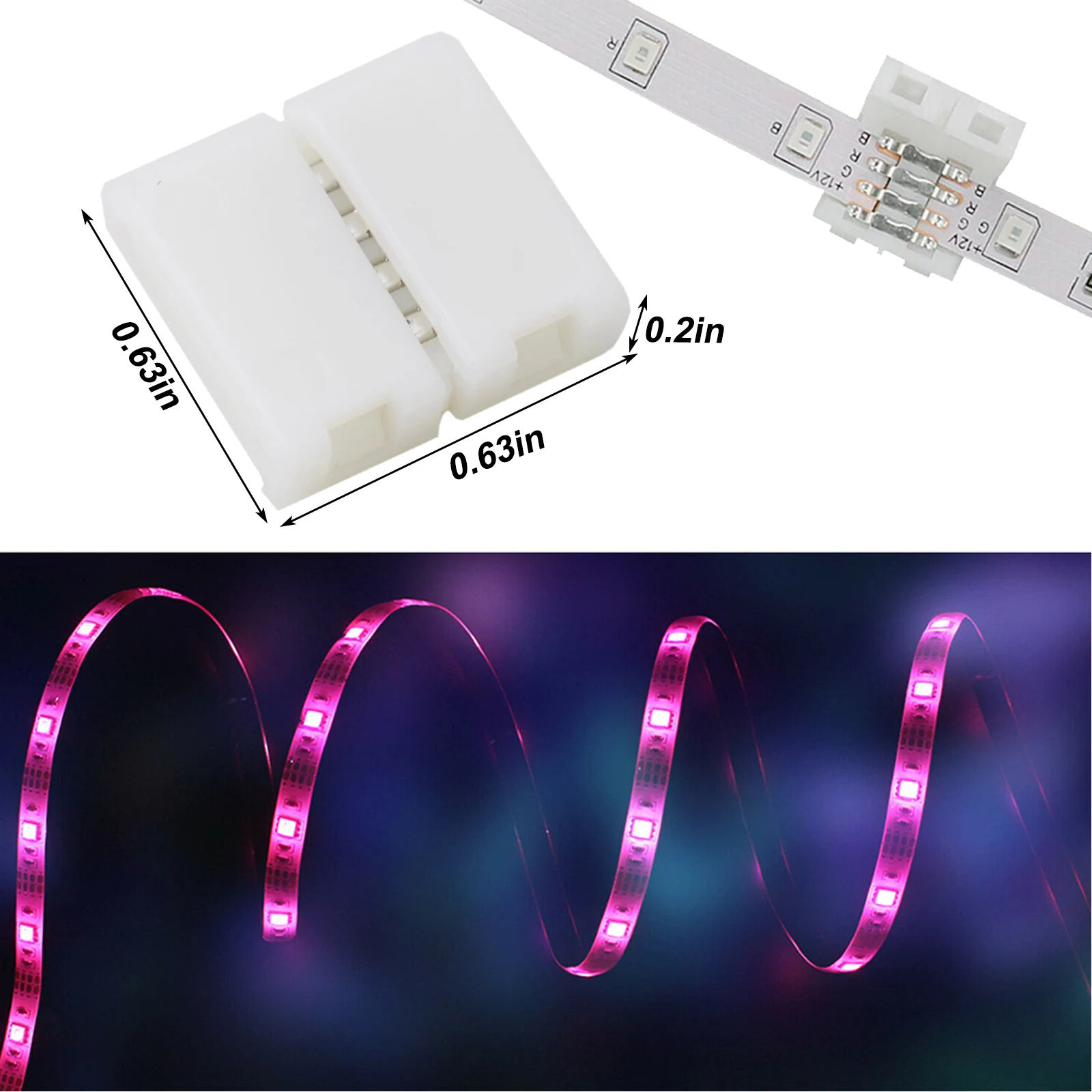 Easy To Use High Quality Led Light Connector Strip Connector 10MM 10pcs 4pin Colorful Extend White Color 5-24V