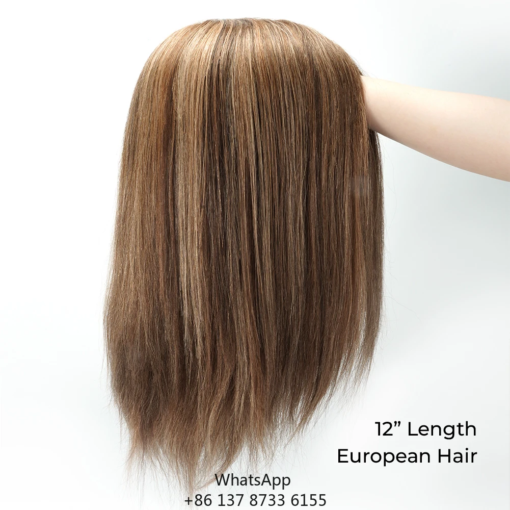 Customized Virgin Hair Highlights Chessboard Color Full Mono Wig Natural Hairline Women Hair Loss