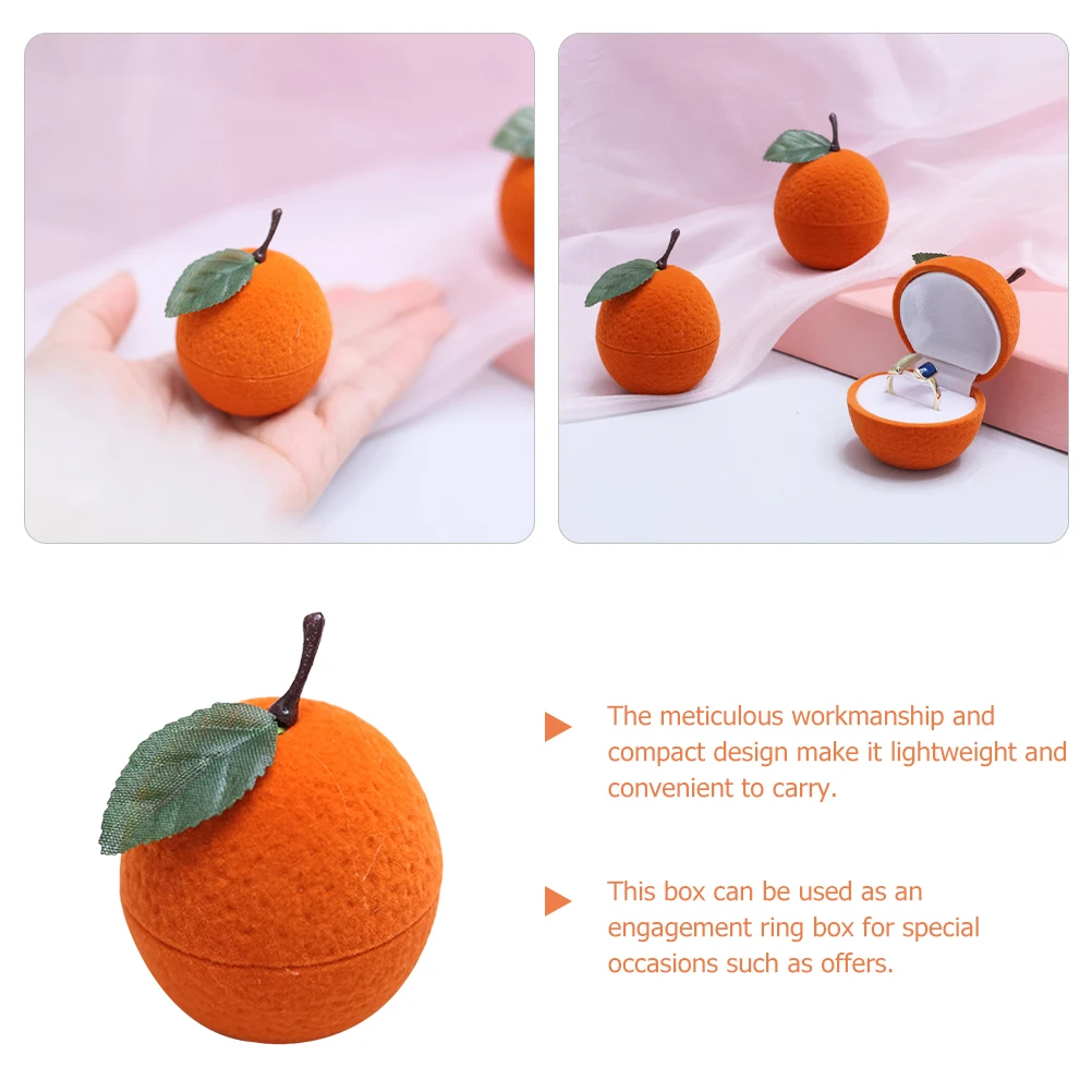 

Orange Shape Ring Jewelry Storage Earring Box For Wedding Proposal Engagement Small Flocking Case Gift Box Her Birthday