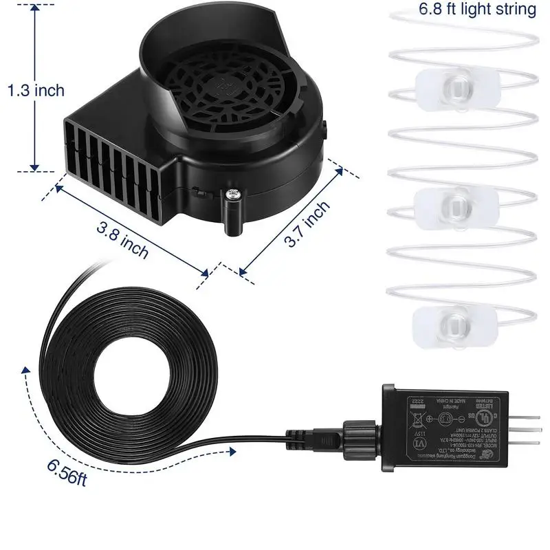 Ventilador de aire inflable de 12V con cadena de luz LED, ventilador de repuesto para decoración de jardín, Navidad y Halloween