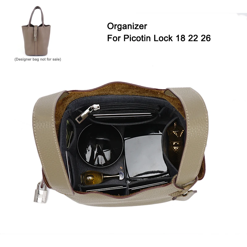 Inserto Organizer per borsa cosmetica da donna in feltro con borsa con cerniera Tote Shaper adatto per H Picotin Lock 18 22 26, dimensioni