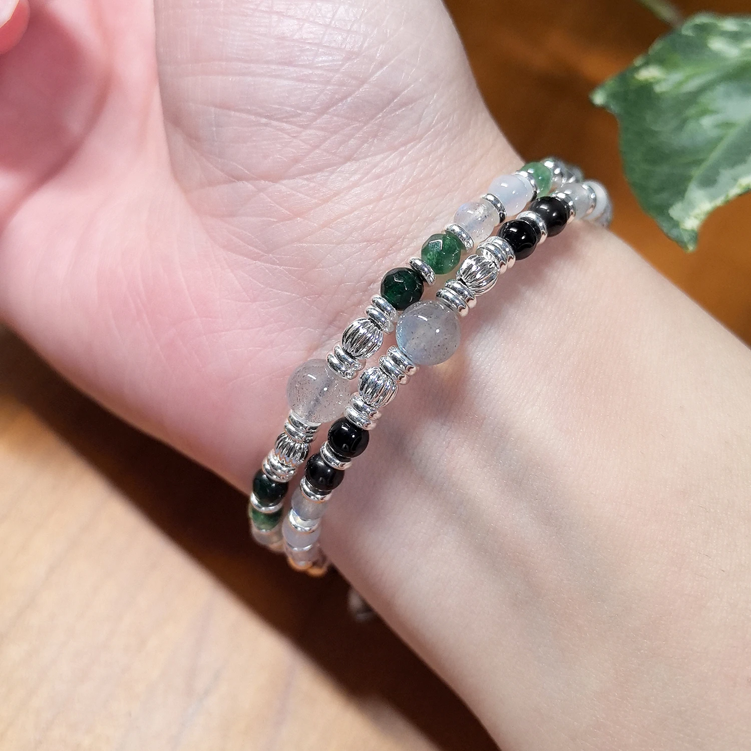 

Серебряный браслет 925, зеленый, белый, черный, фиолетовый, агат, лунный камень, элегантный для женщин и девочек, модные ювелирные изделия, подарок, Прямая поставка, оптовая продажа