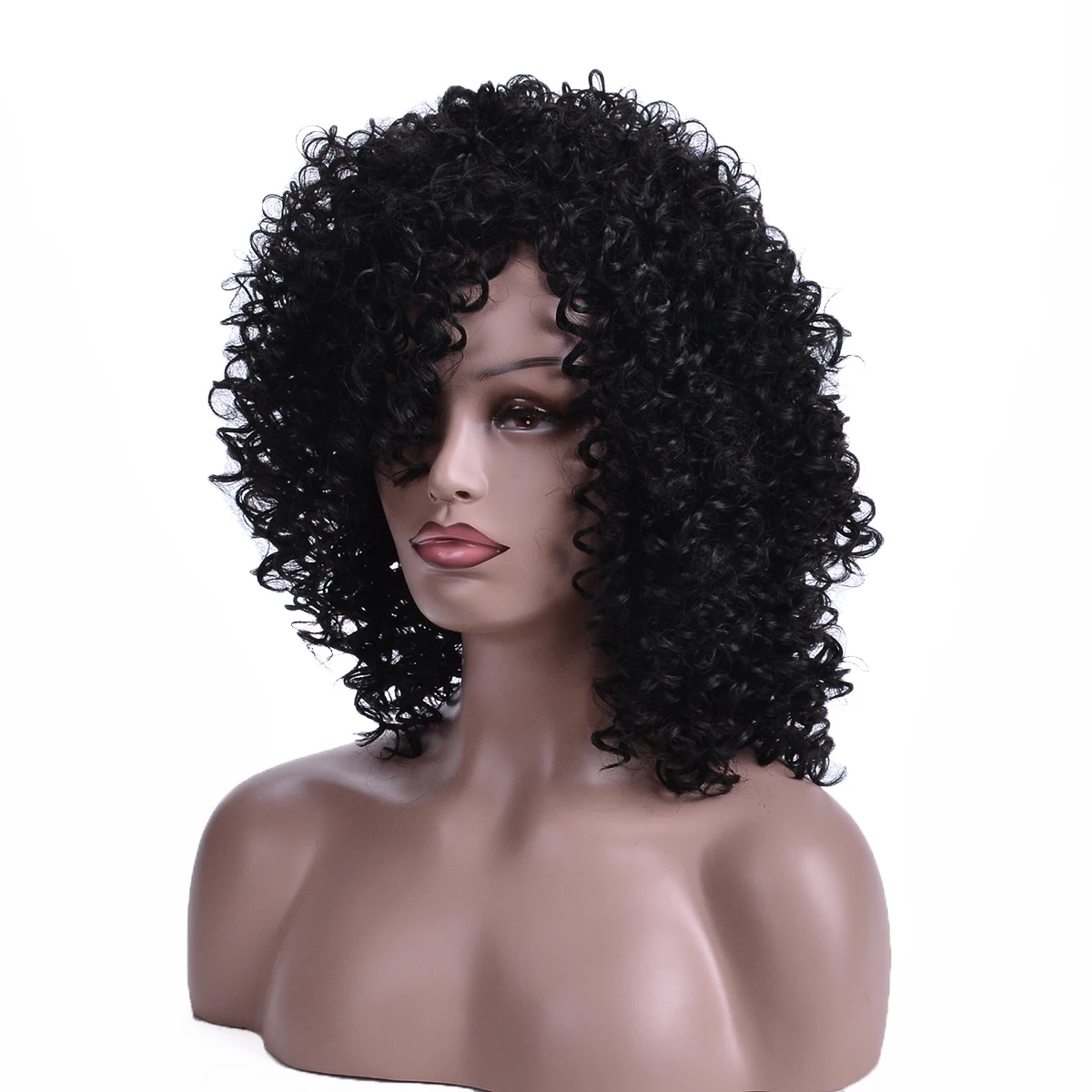 Black Long Curly Chemical Fiber Wig Synthetic Wig African American Women Hairstyle Suitable for Daily Wear