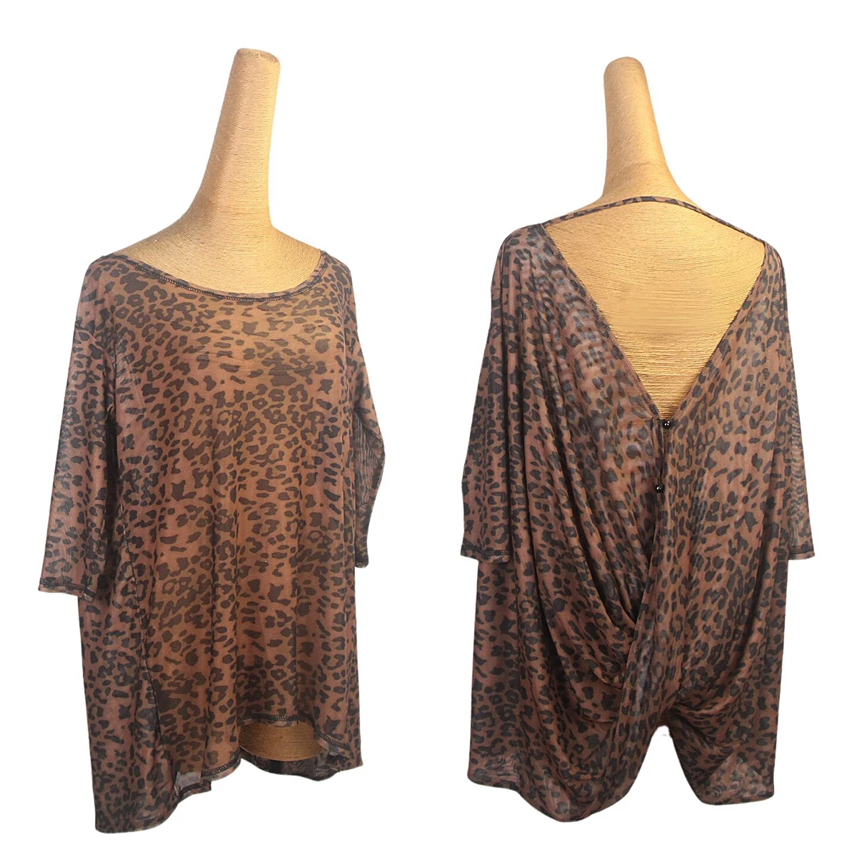 Latin Dance Adult Children's Dress High-End Cha Cha Professional Dance Costume Brown Leopard Print Net Double Button Back Top