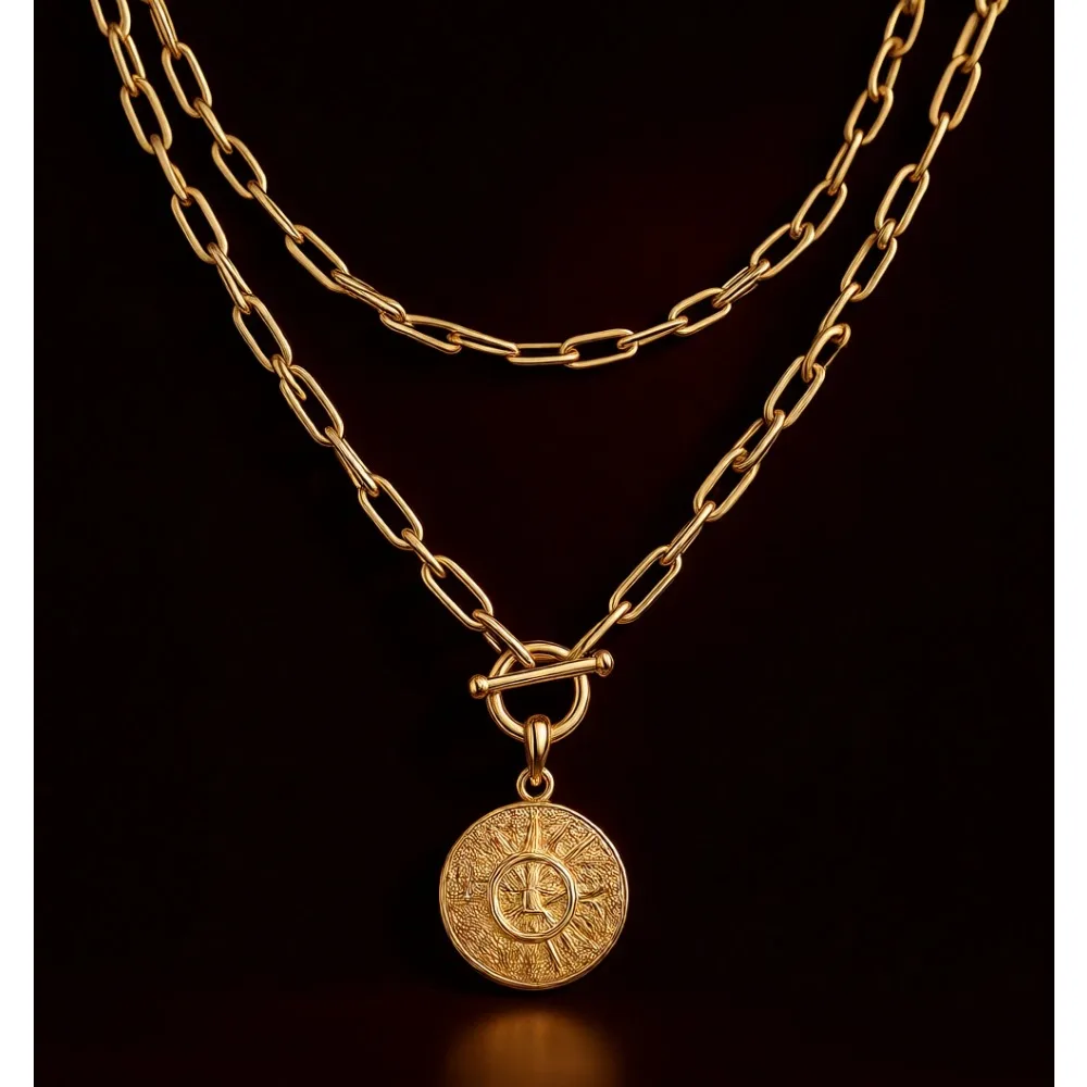 

Многослойные позолоченные минималистичные кулоны-подвески: бар, круг, лотос, диск, бирка-жетон, горизонтальные, для женщин