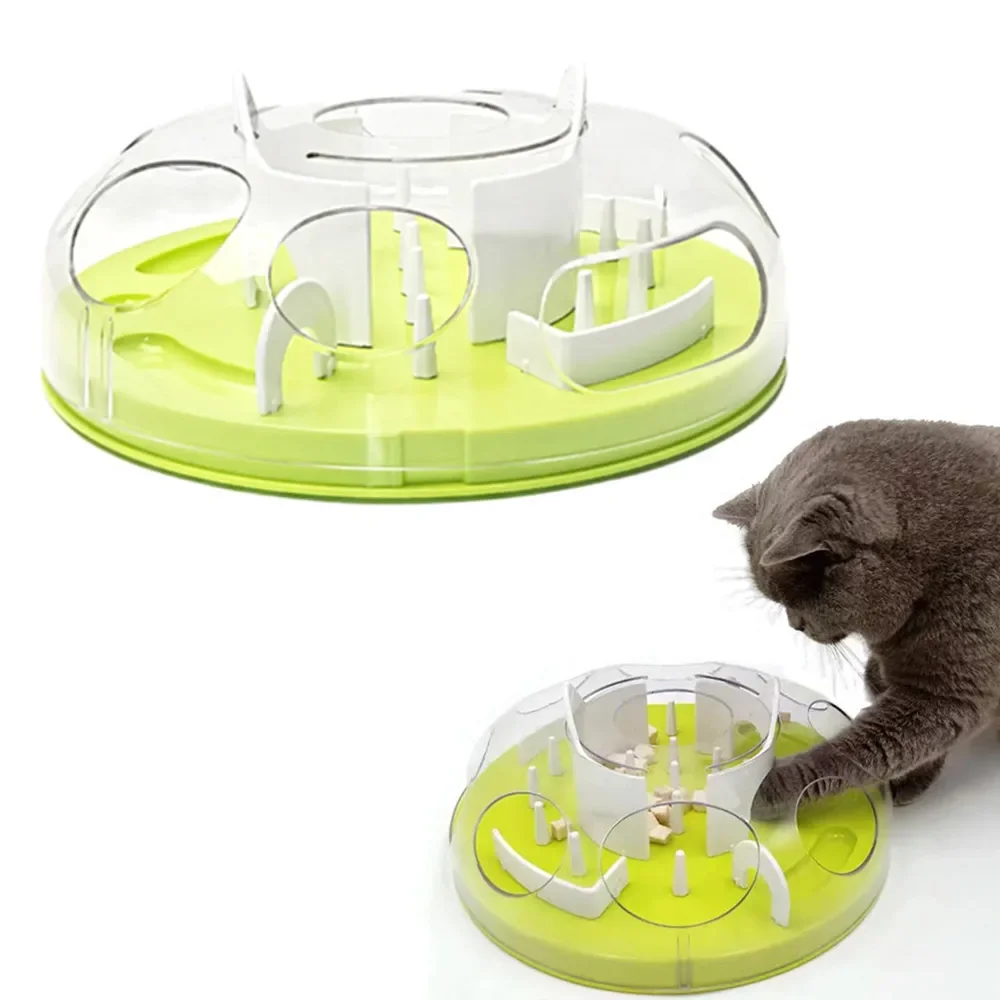 Interactive Cat Toy Slow Feeder for Indoor Cats Dogs Kitten Toys Treat Maze Cats Puzzle Feeder Non Slip Cat Bowl Treat Dispenser