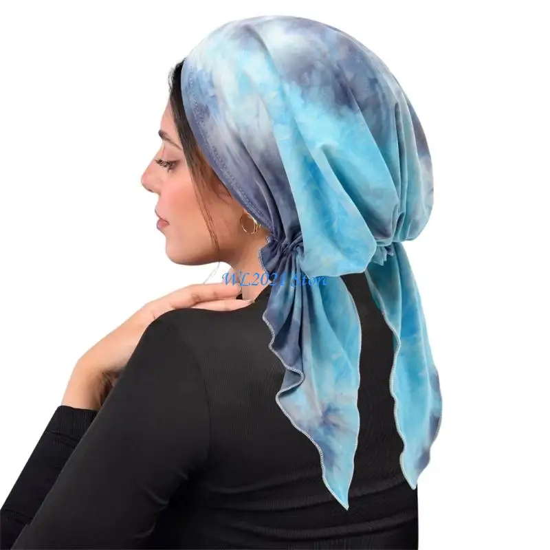 

G5GC Colorful Head Wrap Double Loop Closure Daily Use Curved Hair Cover Hat