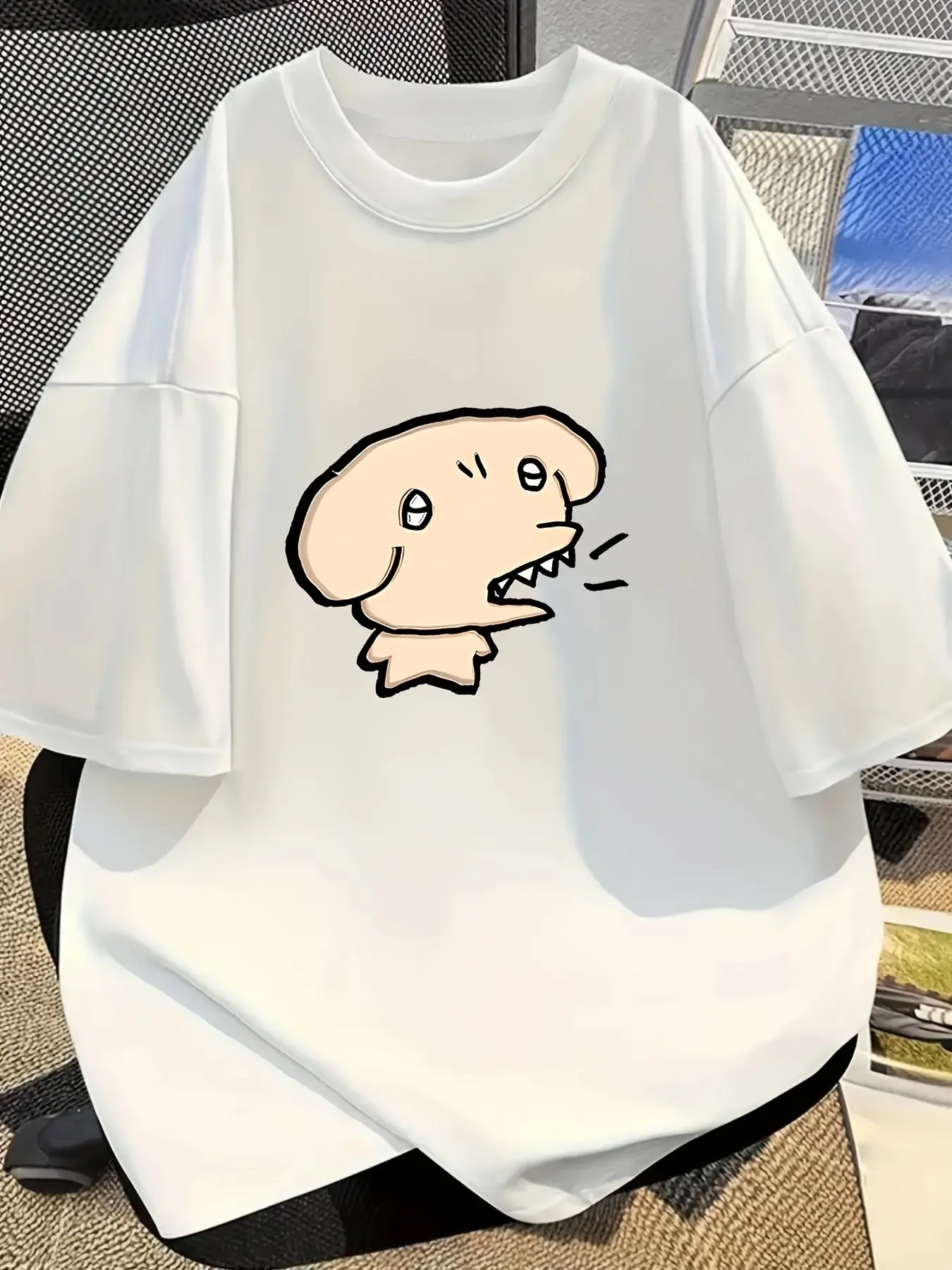 Soft Potato Rice Cake Printed T-shirt Korean Women's Comfortable Home Clothes Round Neck Unisex Daily Wear