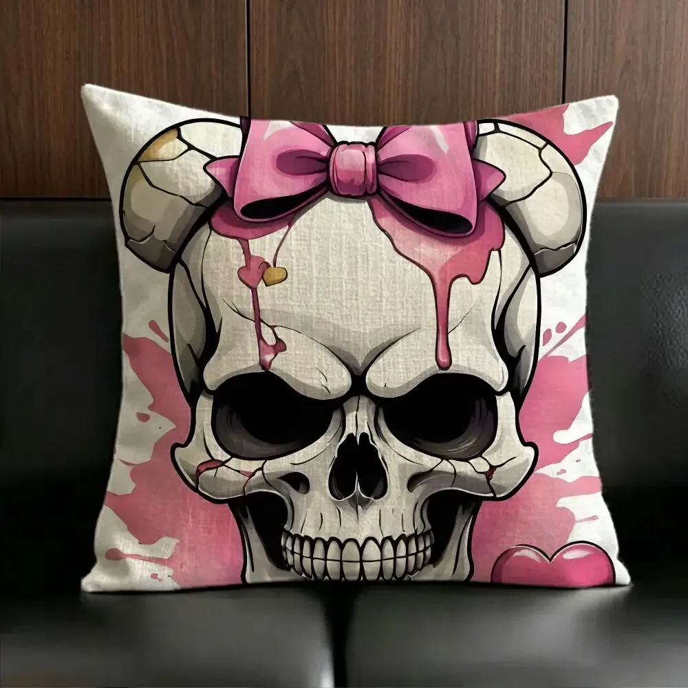 ANIME S-skeleton Cushion Cover Anti-dustmite Pillowcase Invisible zipper silky short plush Sofa cushion cover