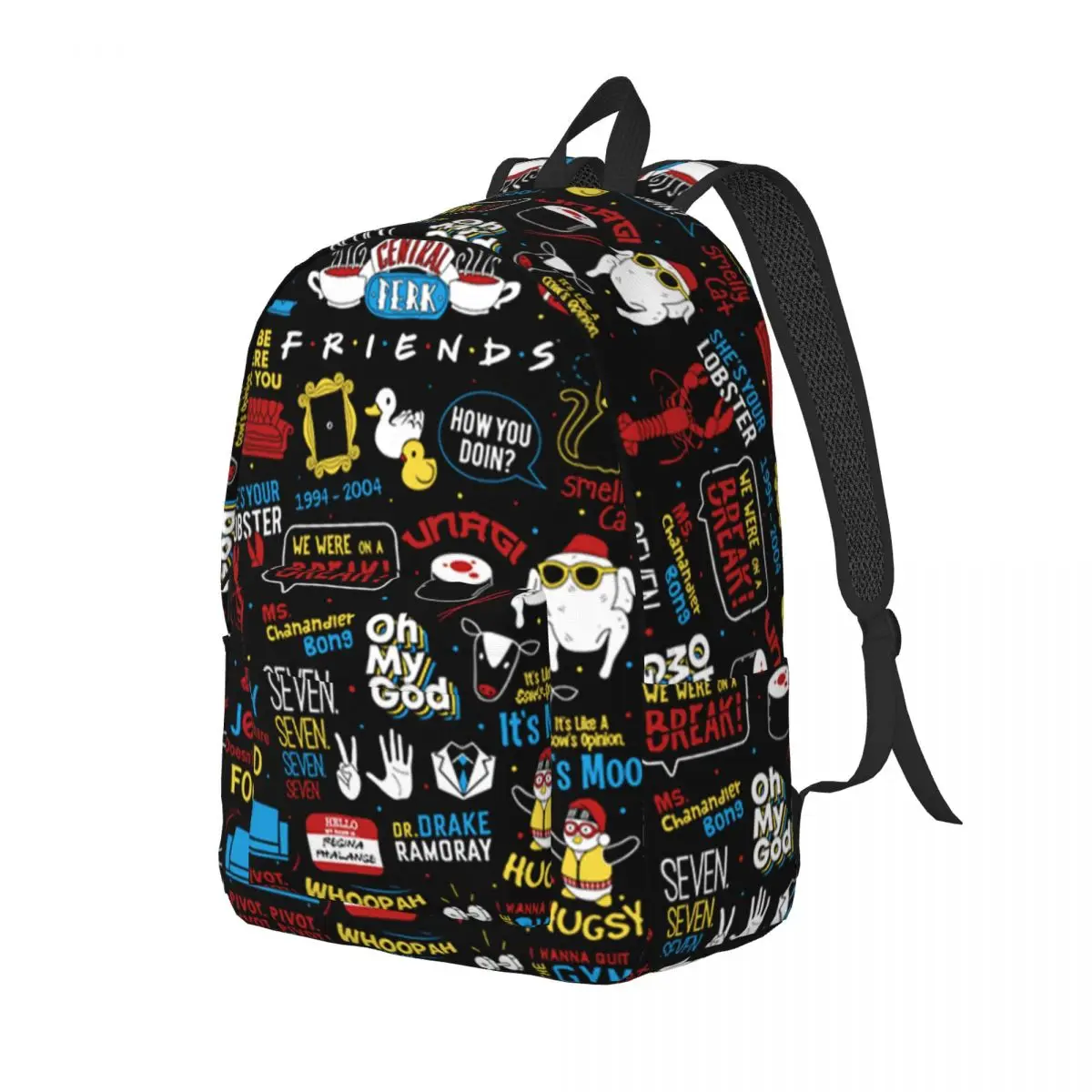 Custom TV Show Friends Symbol Canvas Backpack Women Men Basic Bookbag for School College Bags