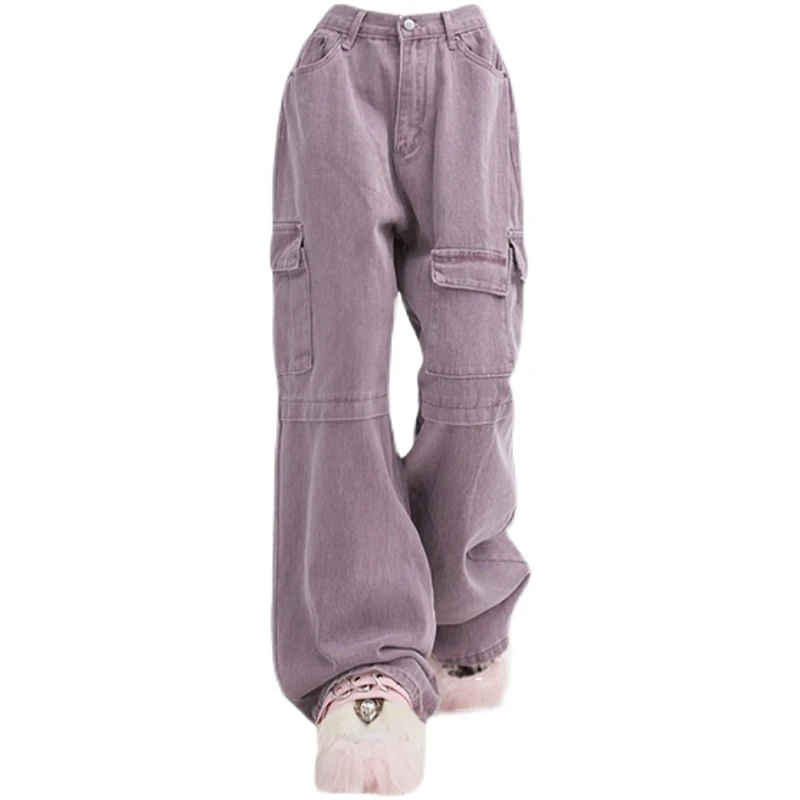 

plus Size Women's Denim Workwear Pants Purple American Retro Sle Long Trousers for plus Size Women Spring Autumn Wear