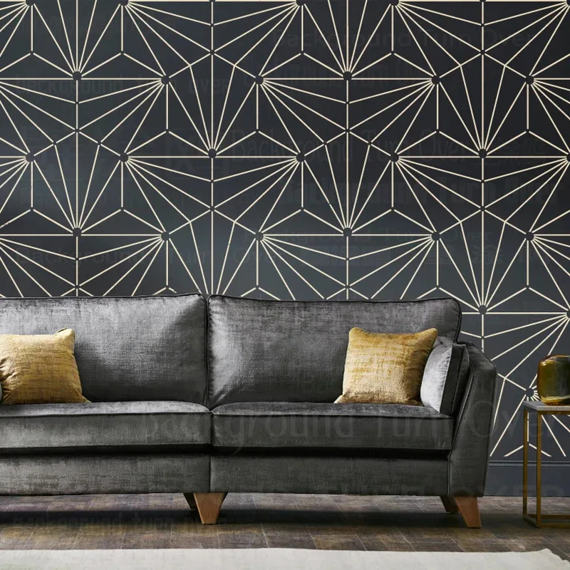 

Трафарет для стены для штукатурки, декоративный, 69 см-1121 см, декоративный шаблон, геометрическая линейная линия, арт-деко, Гэтсби