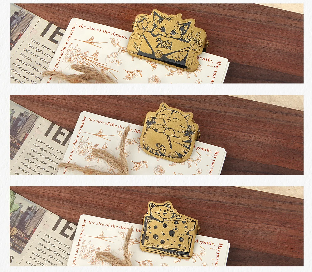 Cat Brass Paper Clips Journal Notebook Decoration Cute Shot Props DIY Planner Stationary Reciepts Binder Clips