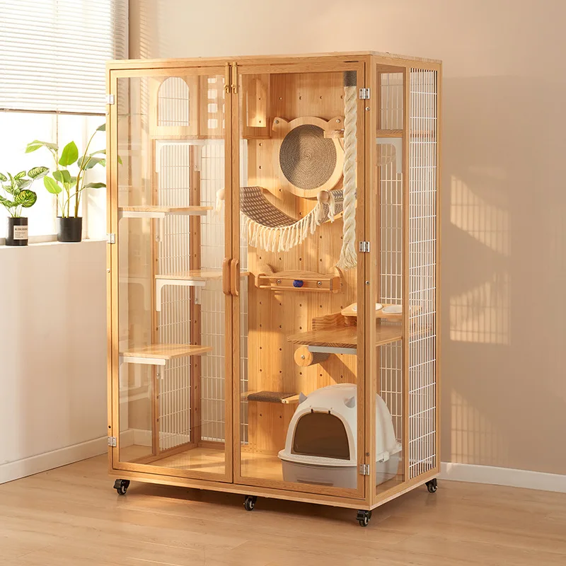 

DIY Cat Villa Solid Wood Cat Cage/home Does Not Occupy The Cat House/large Free Space Cat House Panoramic Cat Cabinet