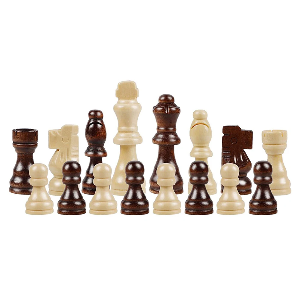 Wooden Chessmen Standard Tournamen Staunton 32PCS Checkers 2.2in King Figures Chess Pieces Only for Chess Board Game