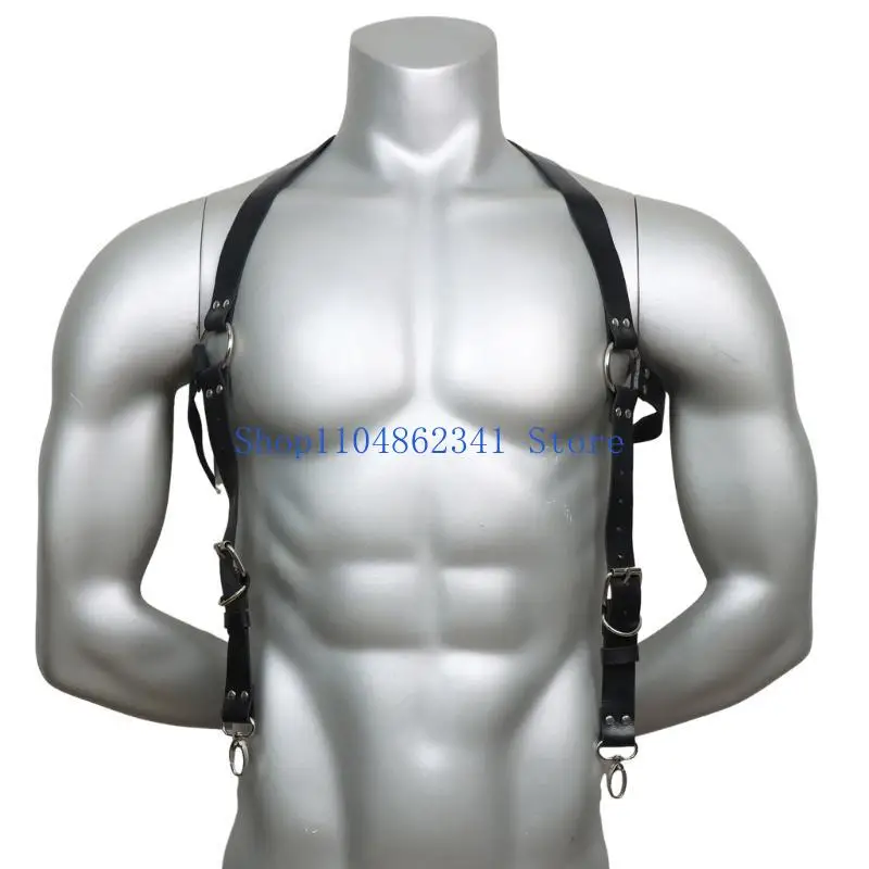 5asd ผู้ชายเสื้อผ้าเซ็กซี่แขวนกลับเข็มขัดหมุดโลหะสายรัดหน้าอกเข็มขัดหนัง