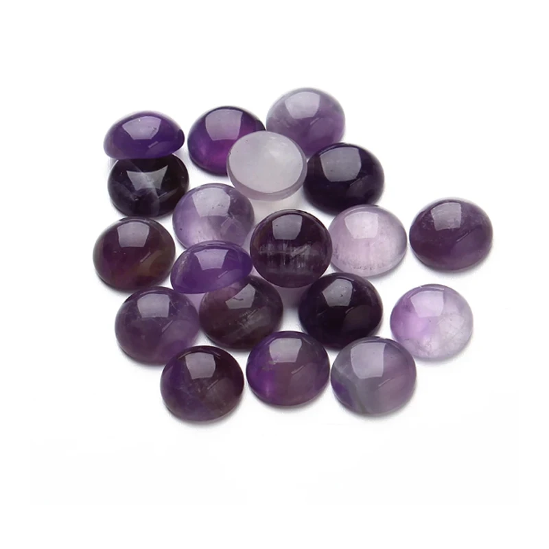 10pcs/lot  Amethyst Cabochons Round Natural Stone cabochon charms For Bracelet Earrings Ring Accessories Components Loose Beads