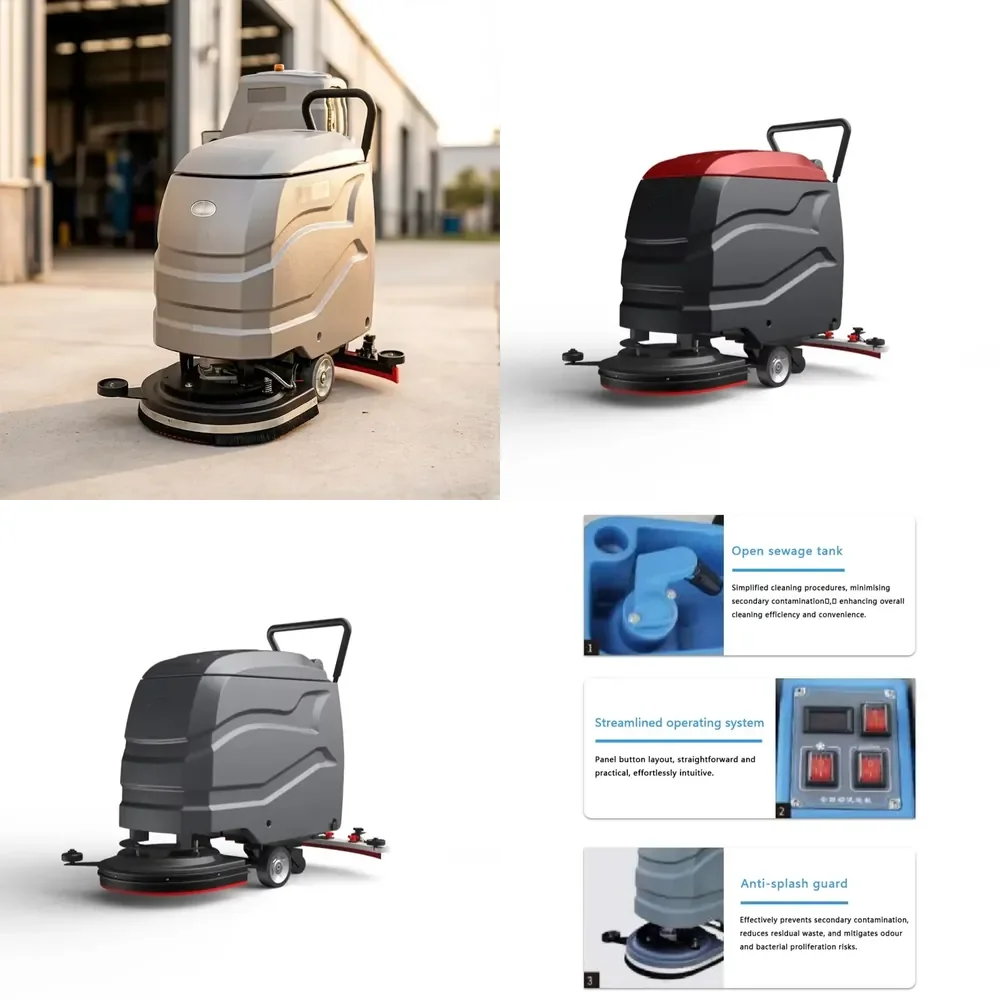 

Heavy-Duty Walk Behind Floor Scrubber Automatic Scrubber Dryer with High Efficiency Cleaning & Low Noise for Large Area