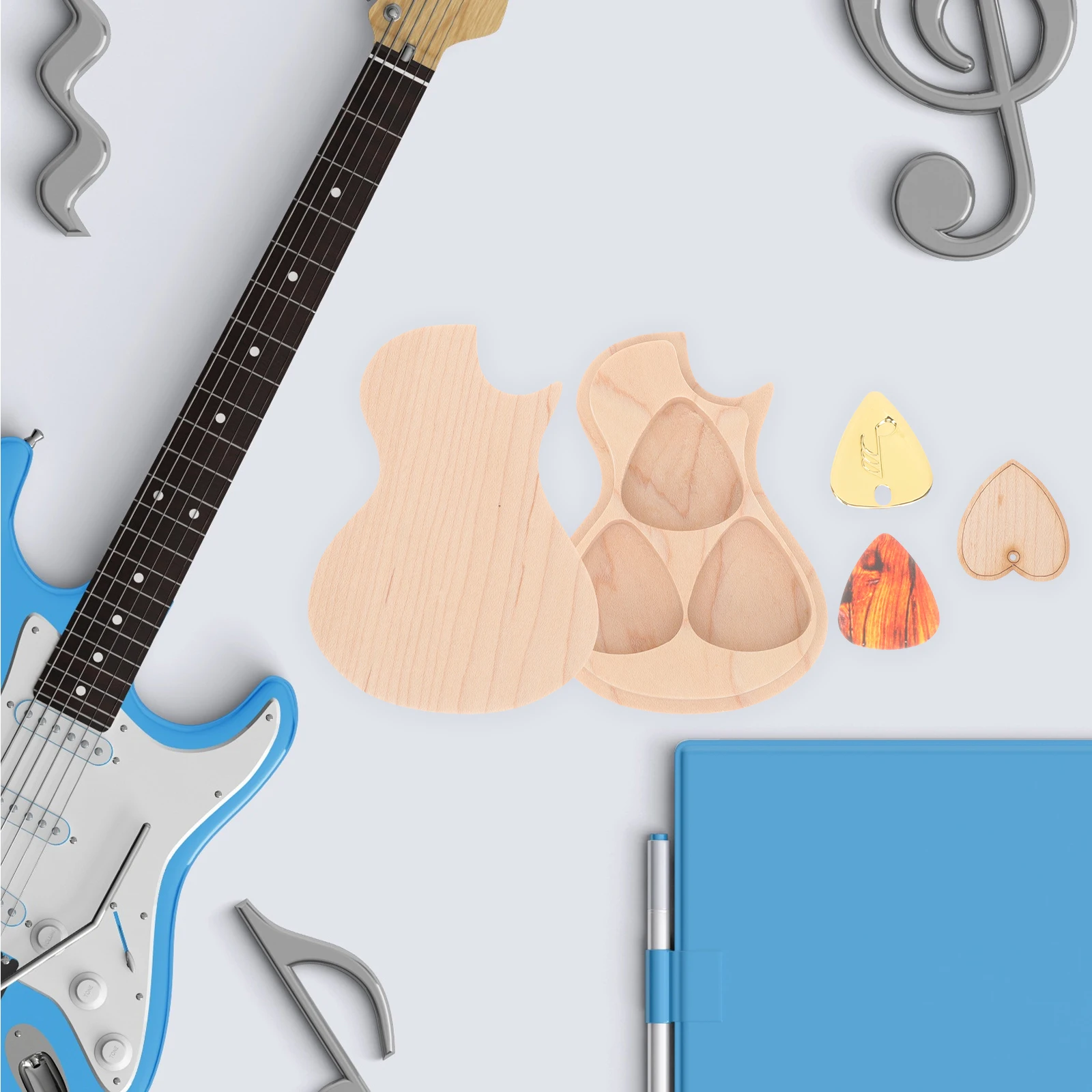 

Maple Holder Guitar Shaped Plectrum Ukulele Plectrums Organizer for Picks Accessories Wooden Child