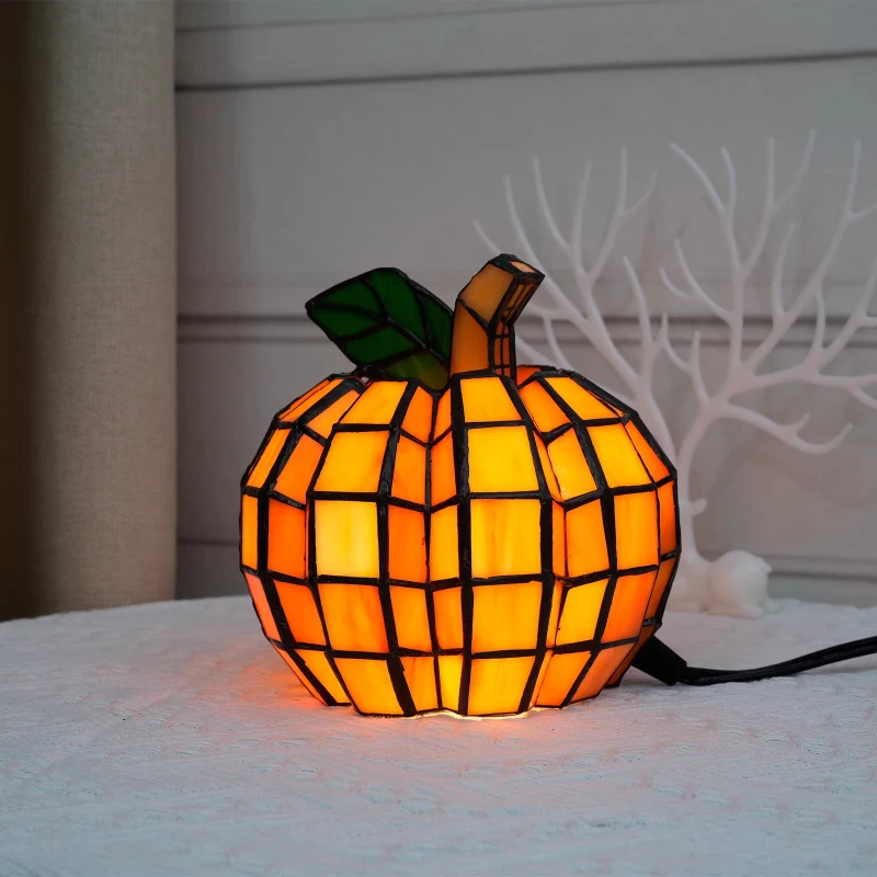 Handmade colored art glass pumpkin decoration bedside holiday party halloween night light