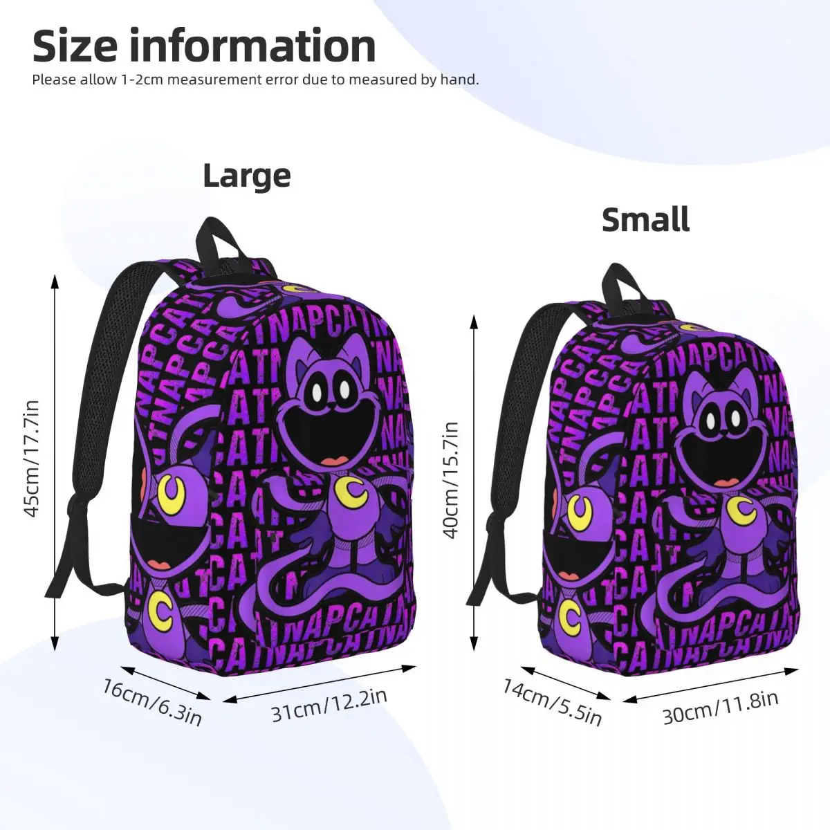 Mochila de lona de desenhos animados para homens e mulheres, bolsas esportivas adolescentes Catnap sorridente, mochila escolar e empresarial, laptop