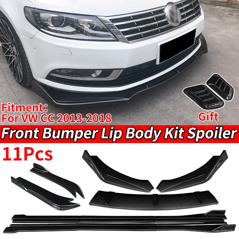 Car Front Bumper Splitters Lip Body Kit Spoiler Side Skirts Extensions Rear Wrap Angle Accessories For VW Passat CC 2013-2018