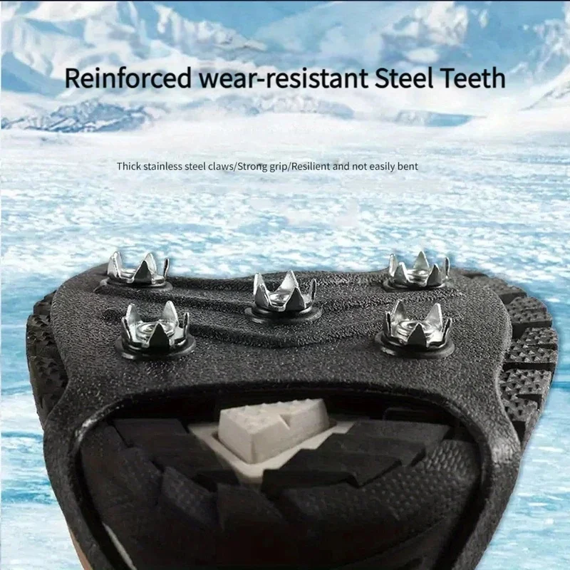 Picture 3: 1Pair Ice Gripper Spike for Shoes Winter Outdoor Anti-Slip Hiking Mountain Climbing 8 Teeth Snow Crampons Anti-slip Shoe Covers