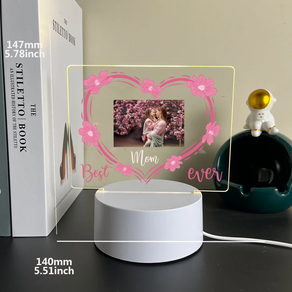 Personalized Custom MOM Modern  3D Led Night Light Color Changing For Home Decoration 3D Led Night Light Color Changing