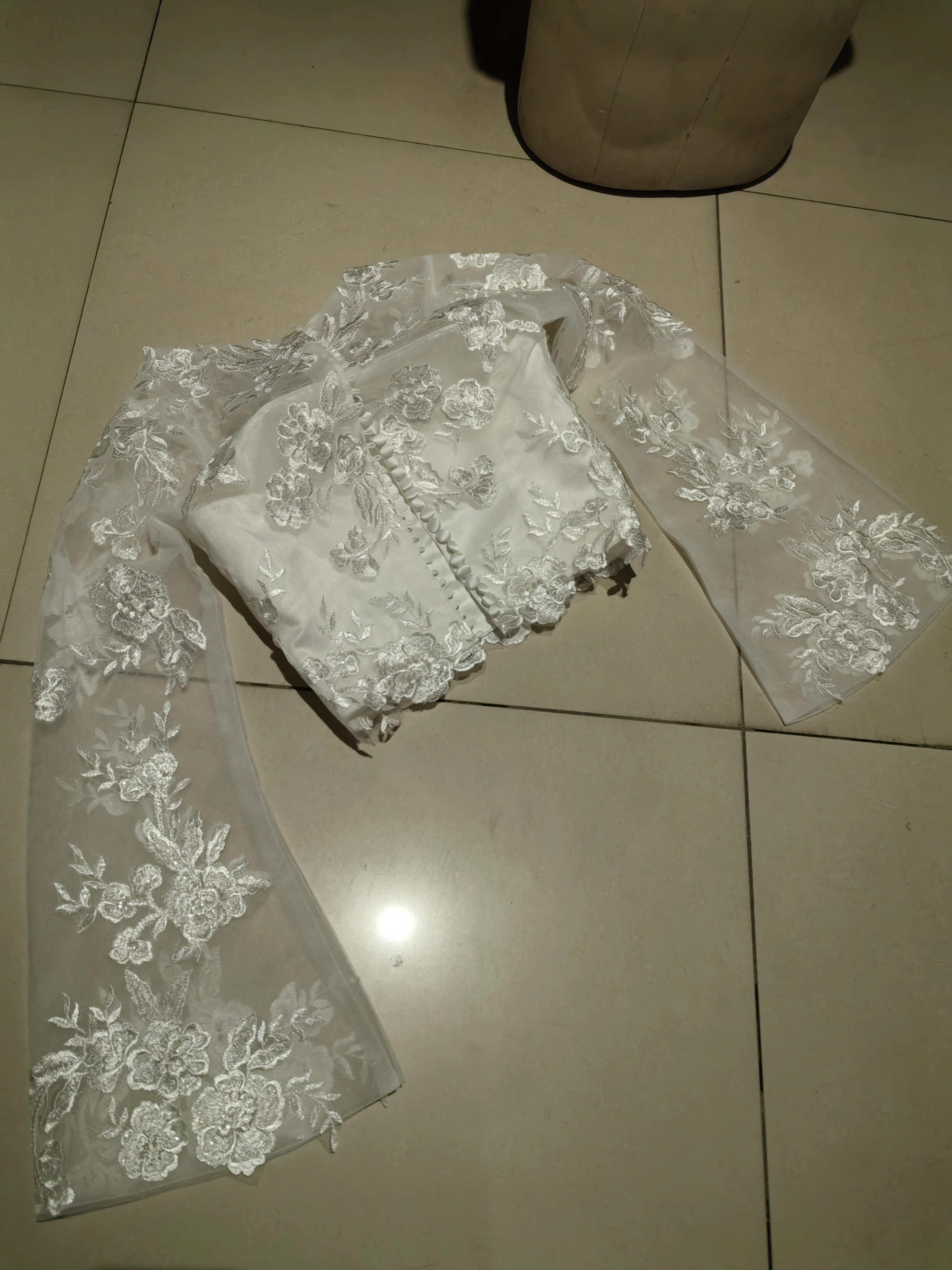 Lace Wedding Jacket Sequined Bridal Wrap Bolero Weddng Coat Top Trumpet Sleeve Customized