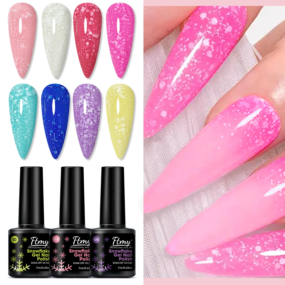 4 قطعة Nowflakes جل طلاء الأظافر بريق سنو الترتر جل نقع قبالة الأشعة فوق البنفسجية هلام شبه دائم مسمار الفن تصميم الورنيش #4