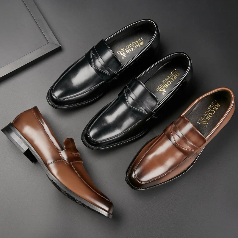 

2024 New Genuine Foot Pedal Set Loafers Business Formal Men's Leather Shoes Classic And Breathable Men Flats мужская обувь туфли