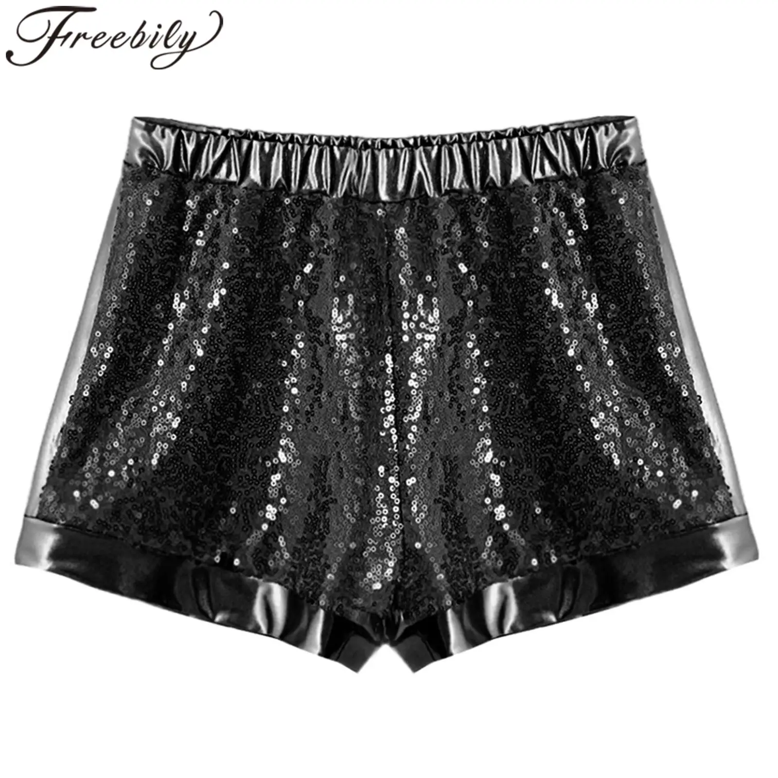 

Детская танцевальная одежда для девочек, шорты для джазовых танцев с эластичной резинкой на талии, короткие штаны металлик с блестками, костюмы для выступлений, детские шорты с блестками