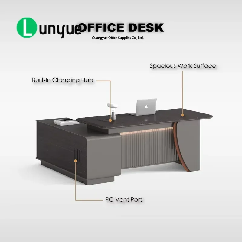 Luxury Executive Desk Modern Manager Office Table with Lockers for Professional Workspace High End Business Furniture
