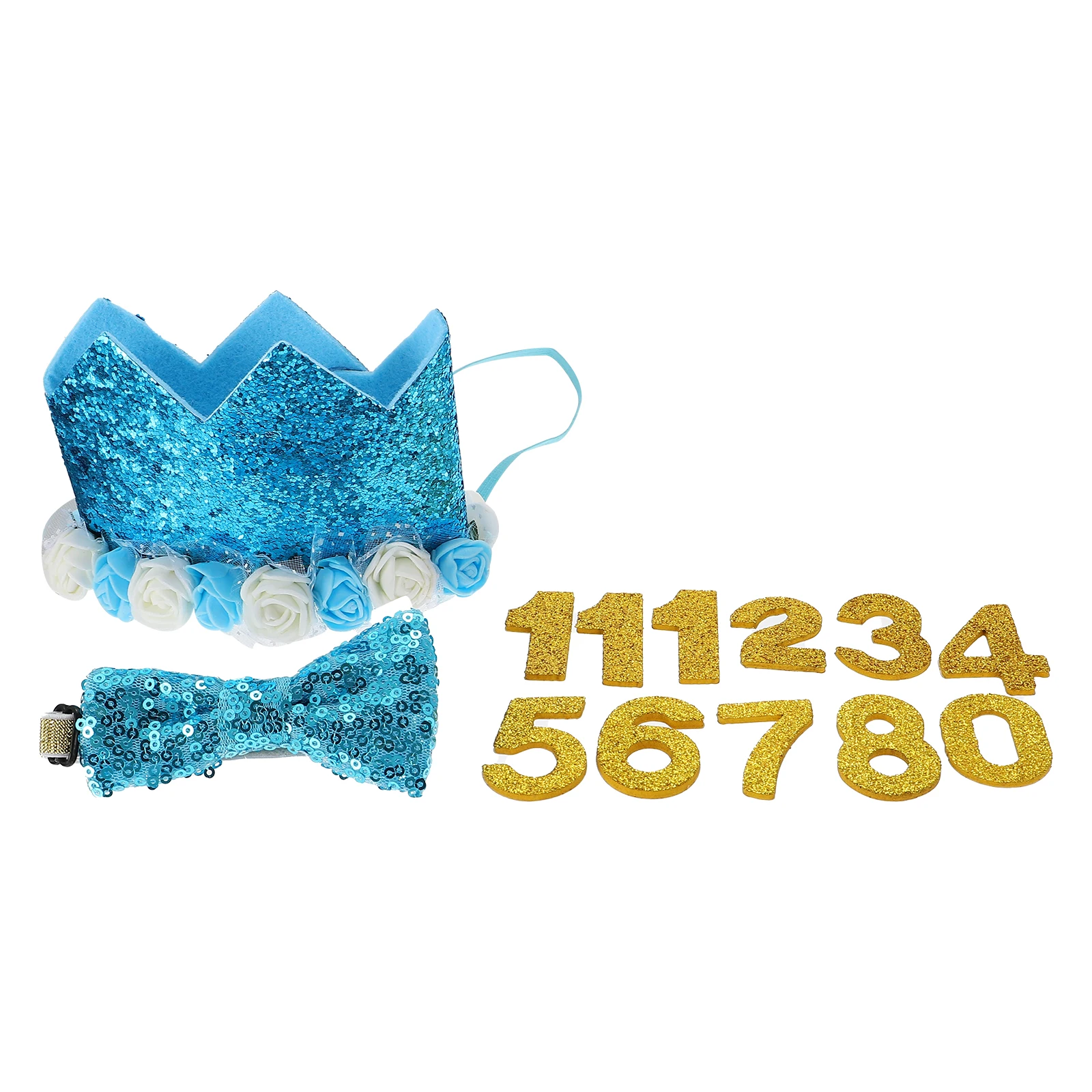 

Pet Birthday Crown Dog Party Hat Costume Kit Adjustable Bow Tie Glitter Design Comfortable Durable Machine Washable Pet Birthday