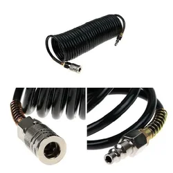 1/4 PE Flexible Compressor Air Hose Practical Pneumatic Easy Apply Extension Inflating Coil Adapter Quick Coupler