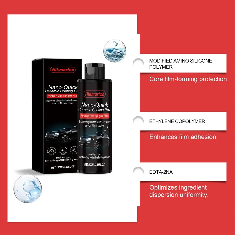 100ML Nano-Quick Keramikbeschichtung Hochglanz-Finish Autobeschichtung Entfernt Leichte Kratzer Autopflege Detailing Poliermittel – Detail 4