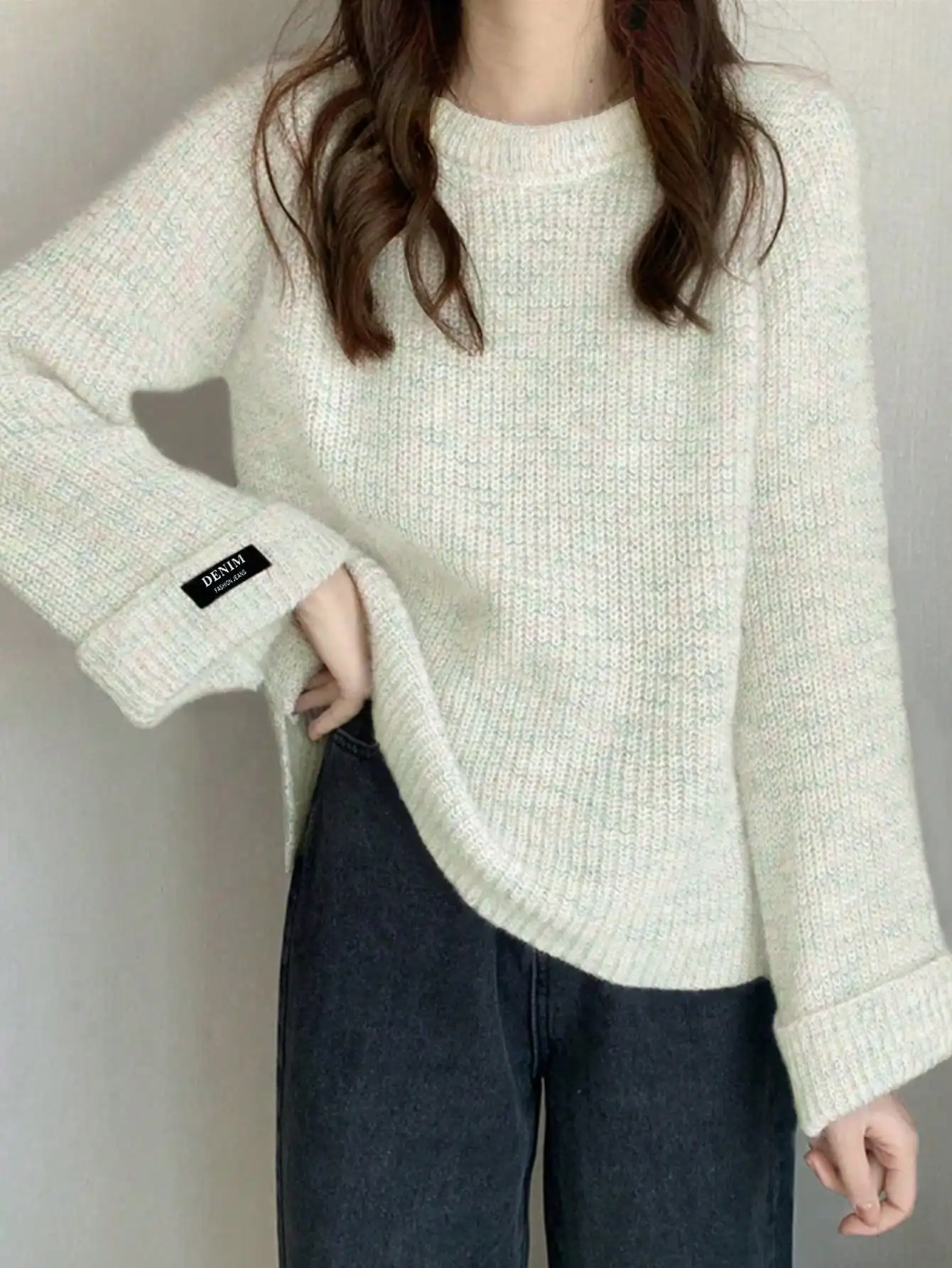 Korean Chic Autumn and Winter New Retro Soft Waxy Loose Long-Sleeved Top White Versatile Lazy Style Versatile Individual Women