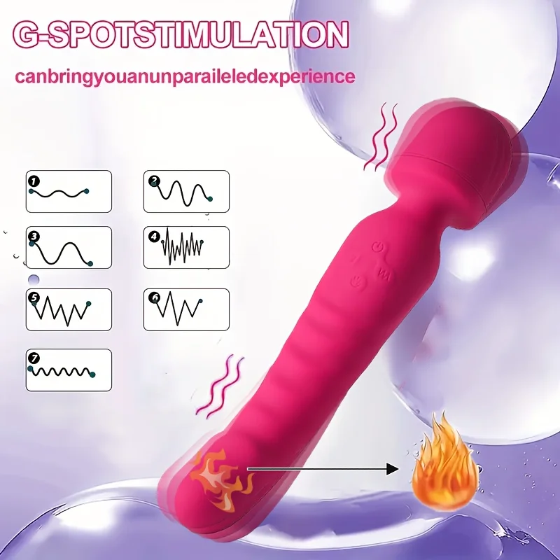 محرك مزدوج ماجيك AV هزاز للنساء محفز البظر USB قابلة للشحن مع 7 أوضاع للسرعة وتدفئة الذيل لعبة الجنس الكبار 18 #5