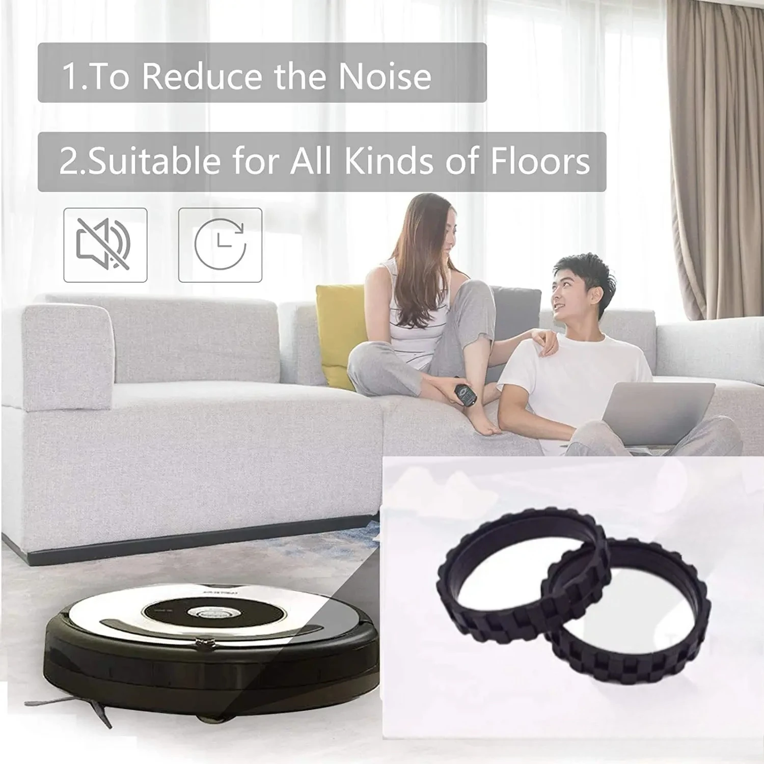 أجزاء الإطارات المطاطية المضادة للانزلاق لـ IRobot Roomba E5 E6 I7 S9 500 600 700 800 900 ملحقات سلسلة عجلة المكنسة الكهربائية