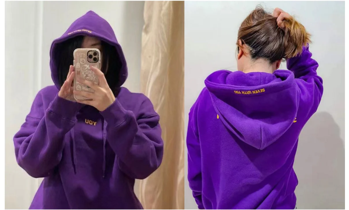 Y2K NEW Original  Hoodie Printed Seven With You 13 You Never Walk Alone Digital File Jimin Merch For Fans Card Purple Sweatshirt