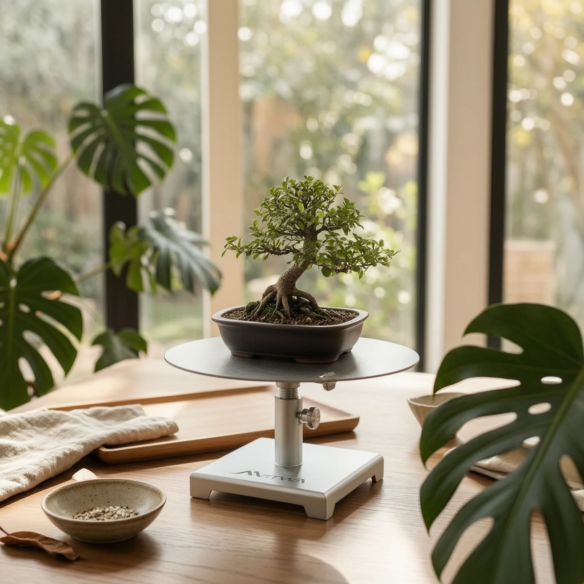 Bonsai Styling Turntable Adjustable Rotating Platform Stand for Precise Gardening and Plant Maintenance