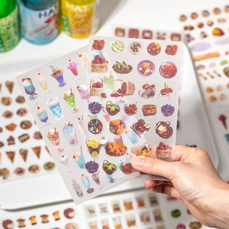 6/12 blätter Nette Soda Kuchen Snacks Aufkleber Kreativität Klebstoff Deco DIY Tagebuch Scrapbooking Material Ästhetische Schreibwaren Aufkleber