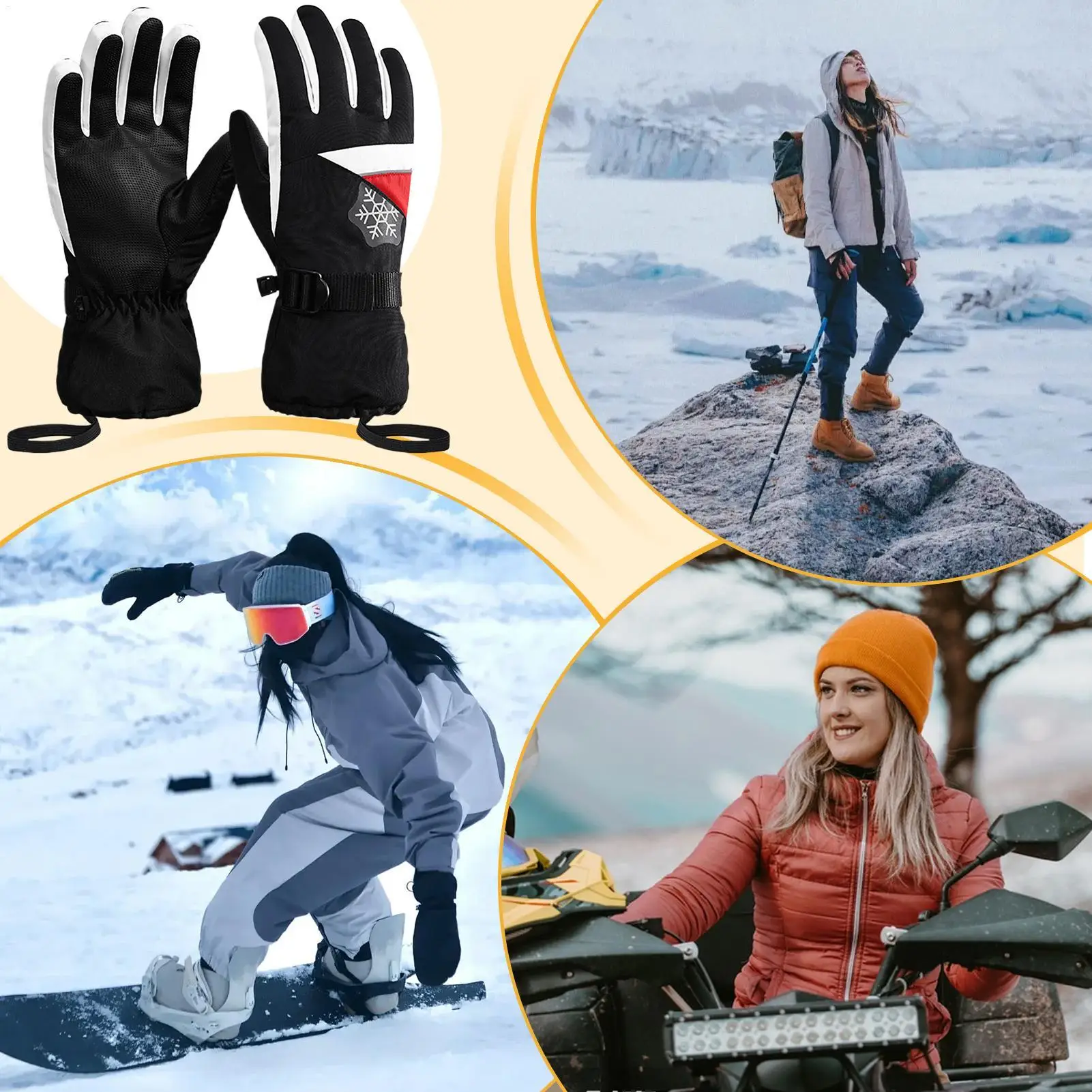 Snowboard Gloves Windproof Thermal Warm Ski Snow Warm Gloves For Women Motorcycle Riding Driving Biking Running Hiking Work