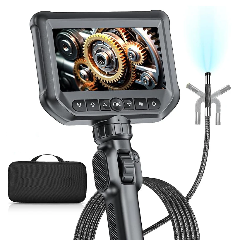 Two-Way Articulating Borescope Industrial Endoscope with 8mm 5.5mm Articulating Camera Cars Endoscope for Android IOS Automotive