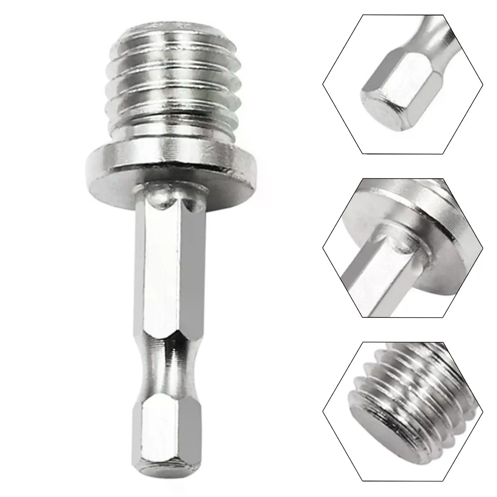 M14 Drill Adapter 1/4 Hex Shank Drill Adapters M14 Screw Thread Connecting Rod Angle Mill Handle Polishing Grinder Electric Tool