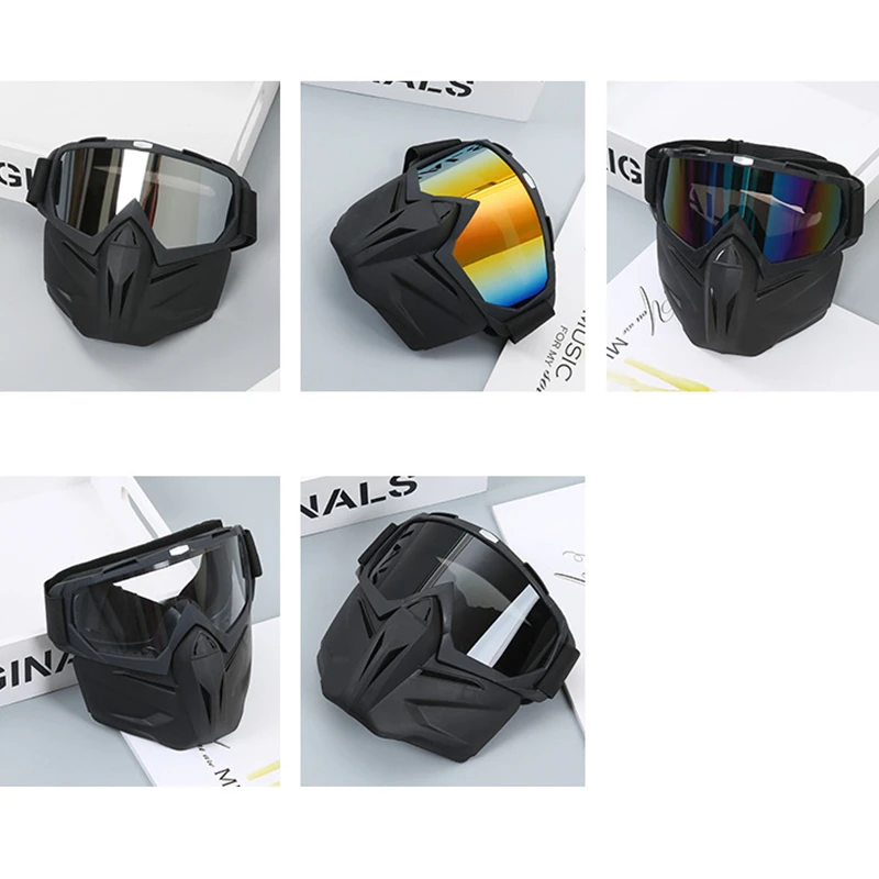 Maschera da equitazione Occhiali Occhiali da sole da motocross Sci Sport all'aria aperta Antivento Multicolor Casco da pilota rimovibile Guarnizione tattica