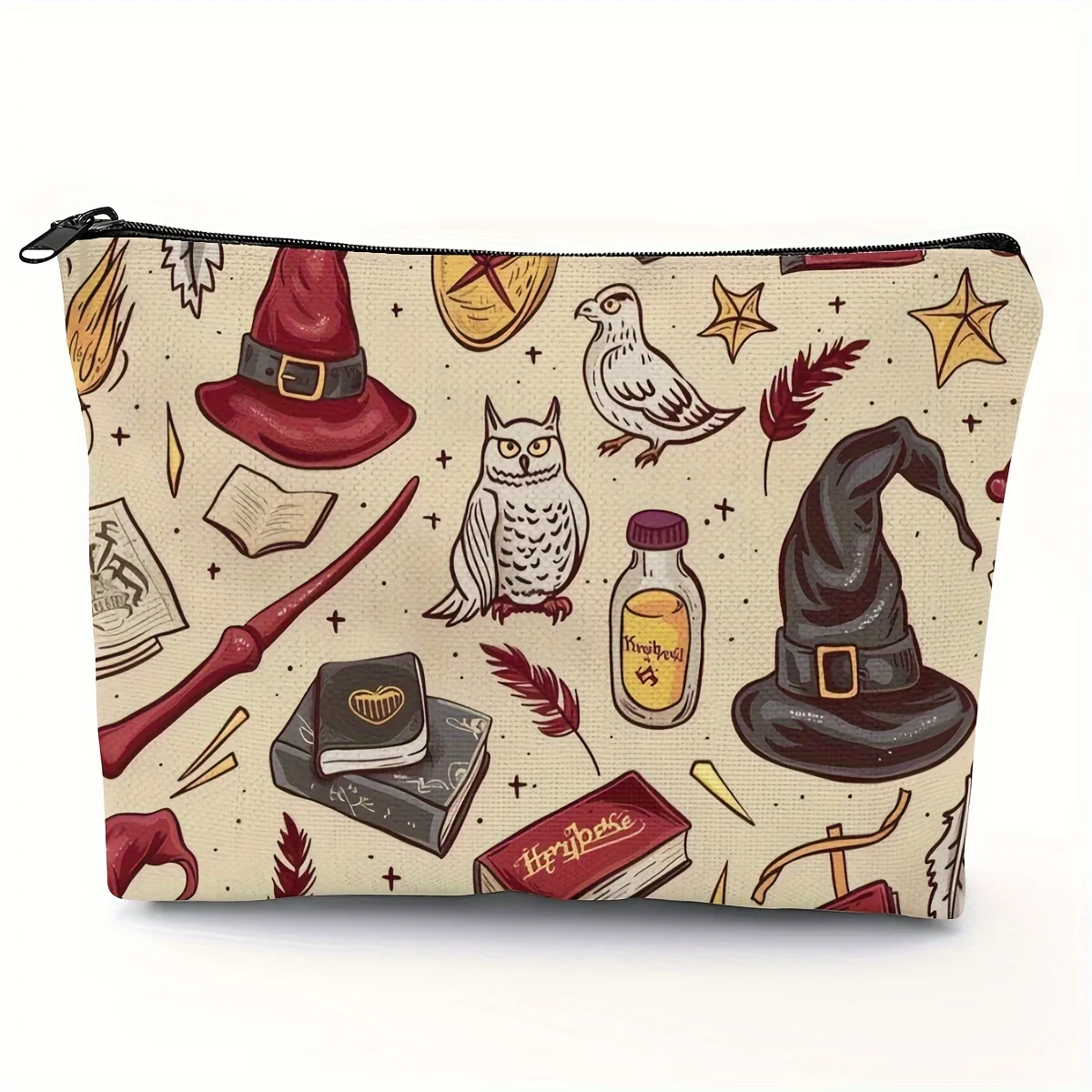 1pc Wizard Makeup Bag - Foldable & Lightweight Cosmetic Pouch with Zipper, Ideal Cute Travel Organizer, Birthday Gift